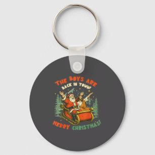 Santa &amp; Jesus Back In Town Merry Christmas, Ho Key Ring