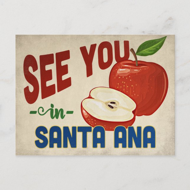 Santa Ana California Apple - Vintage Travel Postcard (Front)
