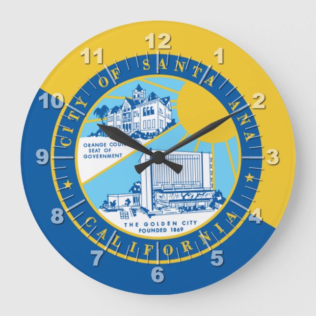 Santa Ana (California) flag Large Clock (Front)