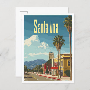 Santa Ana California Vintage Travel Illustration Postcard