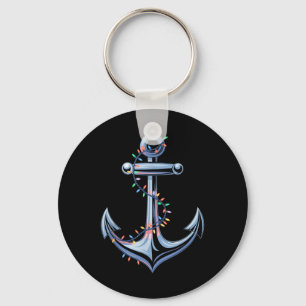 Santa Anchor Cool Christmas Lights Boating Sailing Key Ring