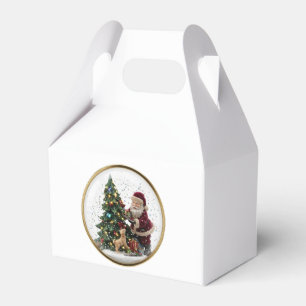 Santa and adorable Puppy Christmas Tree Design Favour Box