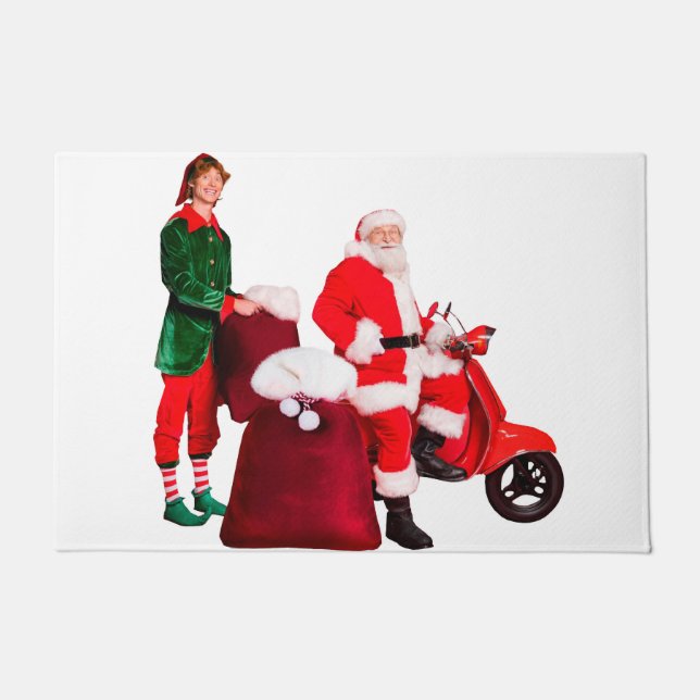 Santa And An Elf Doormat (Front)