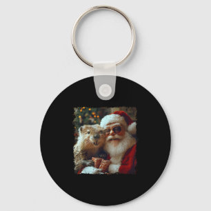 Santa And Beaver Selfie Funny Christmas Design Key Ring