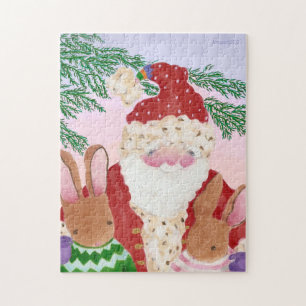 Santa and bunnies at sunset puzzle