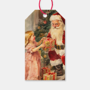 Santa and Child Vintage Christmas Gift Tags