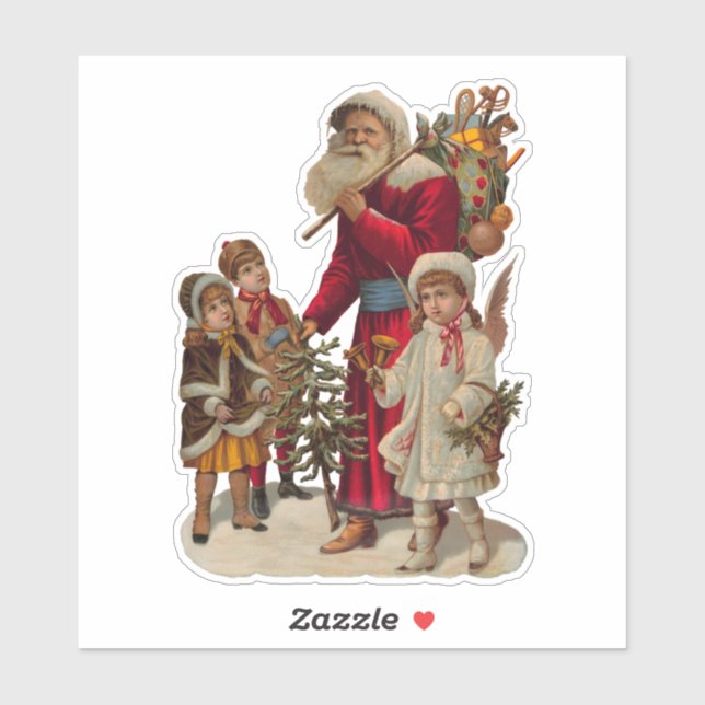 Santa and Children, vintage, (Sheet)
