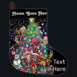 Santa and Christmas Elves Large Christmas Stocking<br><div class="desc">fun art</div>