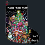 Santa and Christmas Elves Large Christmas Stocking<br><div class="desc">fun art</div>