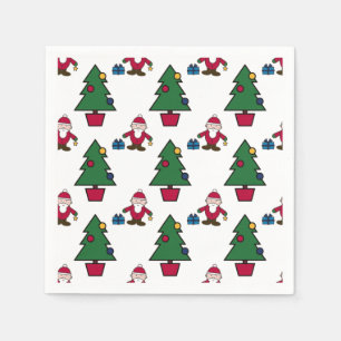 Santa And Christmas Tree Napkin