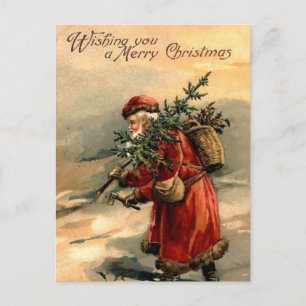 Santa and Christmas tree Postcard