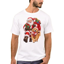 Santa and Dog Delivering Christmas Presents
