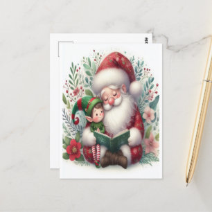 Santa And Elf 3 Postcard