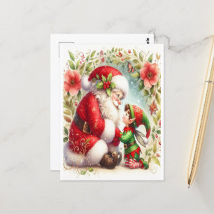 Santa And Elf 6 Postcard