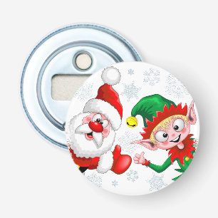 Santa and Elf Christmas Characters Thumbs Up  Bottle Opener