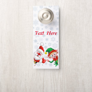 Santa and Elf Christmas Characters Thumbs Up  Door Hanger