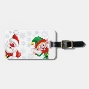 Santa and Elf Christmas Characters Thumbs Up  Luggage Tag