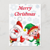 Santa and Elf Christmas Characters Thumbs Up