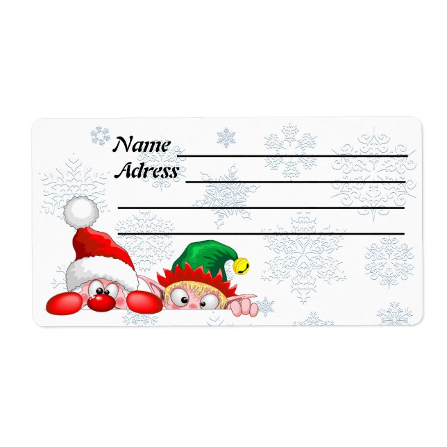 Santa and Elf Cute and funny Characters Peeking  (Front)