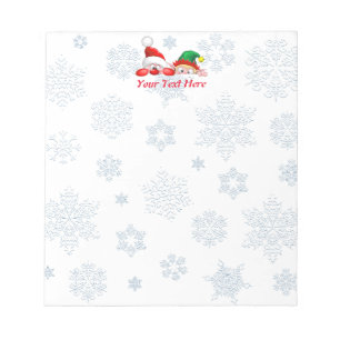 Santa and Elf Cute and funny Characters Peeking  C Notepad