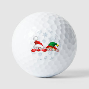 Santa and Elf Cute and funny Characters Peeking Golf Balls