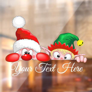 Santa and Elf Cute and funny Christmas Cartoon Cha