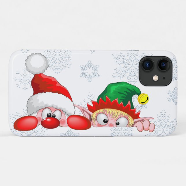 Santa and Elf Cute and funny Christmas Cartoon Cha Case-Mate iPhone Case (Back (Horizontal))
