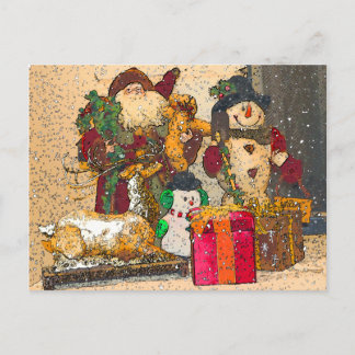 SANTA AND FRIENDS HOLIDAY POSTCARD