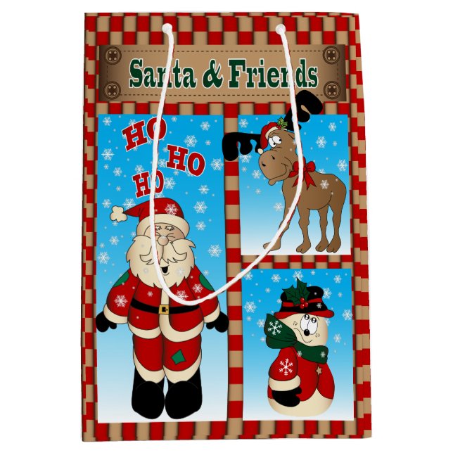 Santa and Friends Medium Gift Bag (Front)