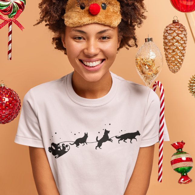 Santa And German Shepherd Shadow Christmas T-Shirt (Creator Uploaded)