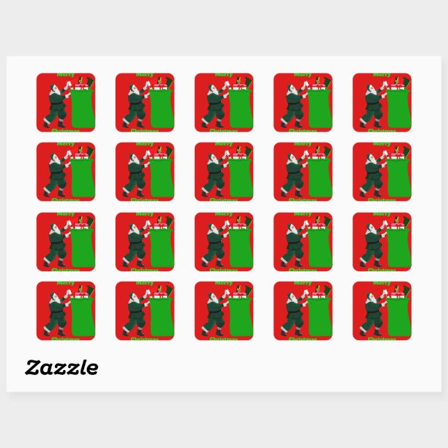Santa and Gift Sack Red Stickers (Sheet)