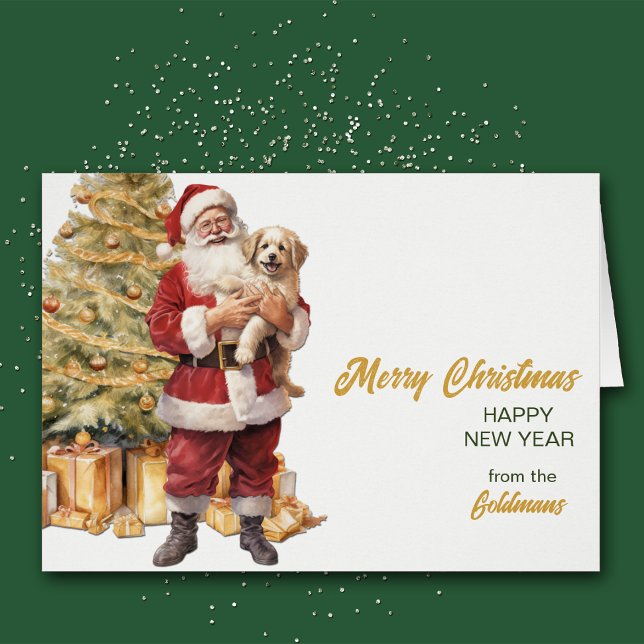 Santa and Golden Retriever Puppy Christmas Card (Creator Uploaded)