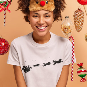 Santa And Golden Retriever Shadow Christmas T-Shirt