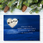 Santa and Heart Full Moon Beach Christmas Holiday Card<br><div class="desc">This Christmas holiday flat greeting card features a heart shaped full moon with Santa and his sleigh above a moon lit body of water. The greeting on the front reads ~ "Wishing You a Merry Christmas and a Wonderful New Year". The greeting can be personalized to read as you wish...</div>