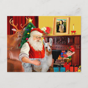 Santa and his Baby Llama Holiday Postcard