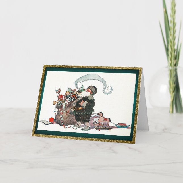 Santa and HIs Bag of Toys Christmas Holiday Card (Front)