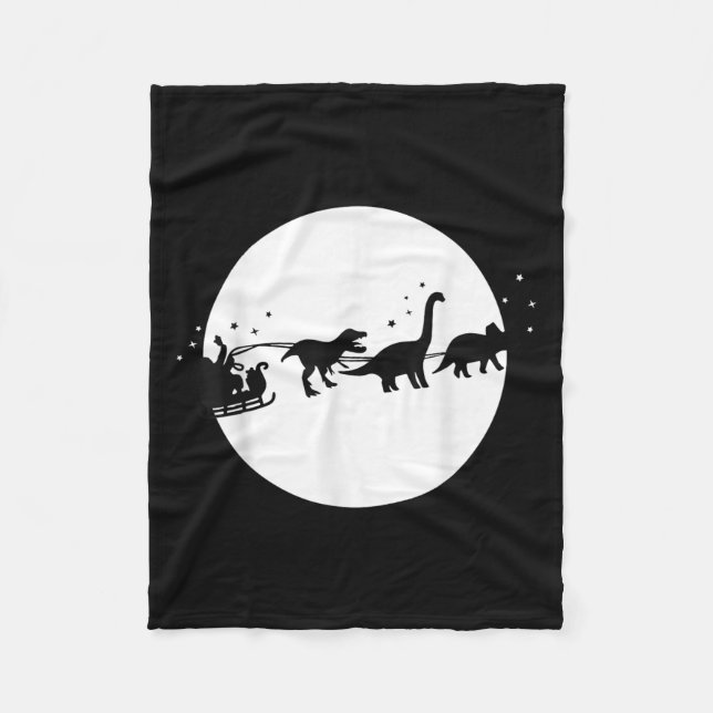 Santa And His Dinosaur Sleigh Ride, T-rexmas, Boys Fleece Blanket (Front)