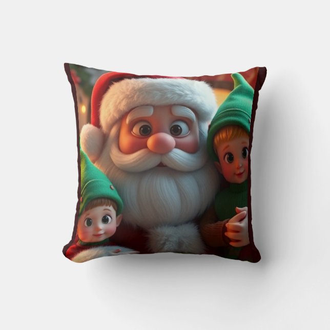 Santa and his elves cushion (Front)