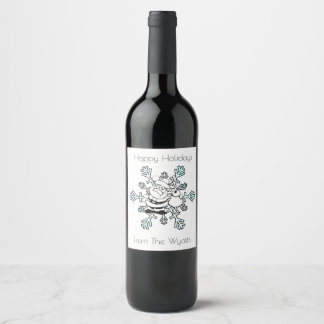 Santa and his Favourite Reindeer Black and White Wine Label