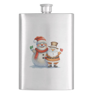Santa and his Frosty Buddy Hip Flask