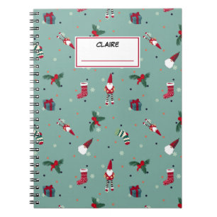 Santa and his gifts. Custom name Notebook