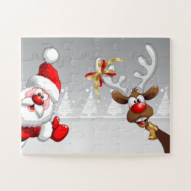 Santa and his Reindeer Rudolph Easy Jigsaw Puzzle (Horizontal)