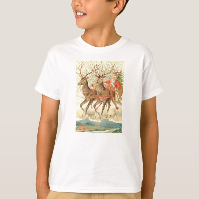 Santa and his Reindeer Take the Town T-Shirt (Front)