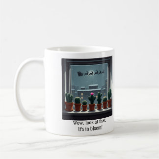 Santa and his reindeer window sill cactus mug