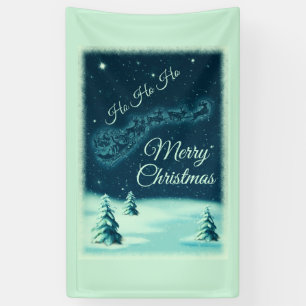 Santa and his Reindeers Christmas Night Sky Banner