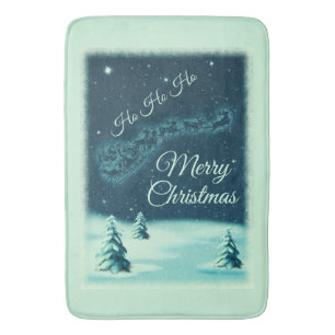 Santa and his Reindeers Christmas Night Sky Bath Mat