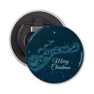 Santa and his Reindeers Christmas Night Sky Bottle Opener