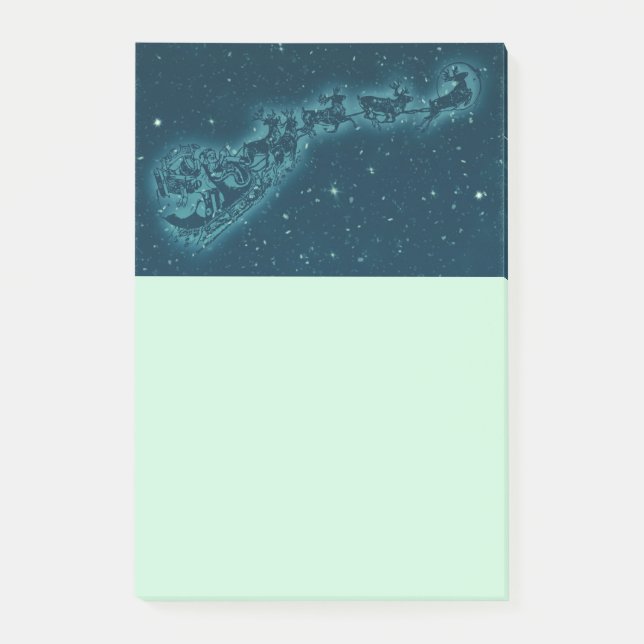 Santa and his Reindeers Christmas Night Sky Post-it Notes (Front)
