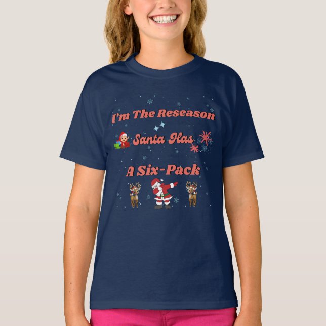 Santa and His Six-Pack Buddies T-Shirt (Front)