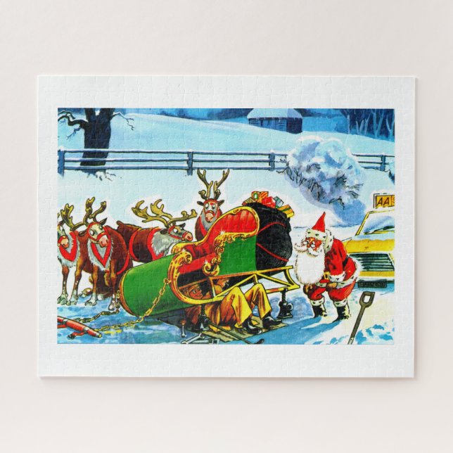 Santa and his sleigh jigsaw puzzle (Horizontal)